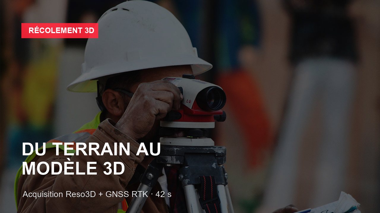Acquisition terrain d'une tranchée avec Reso3D et GNSS RTK avant reconstruction 3D géoréférencée