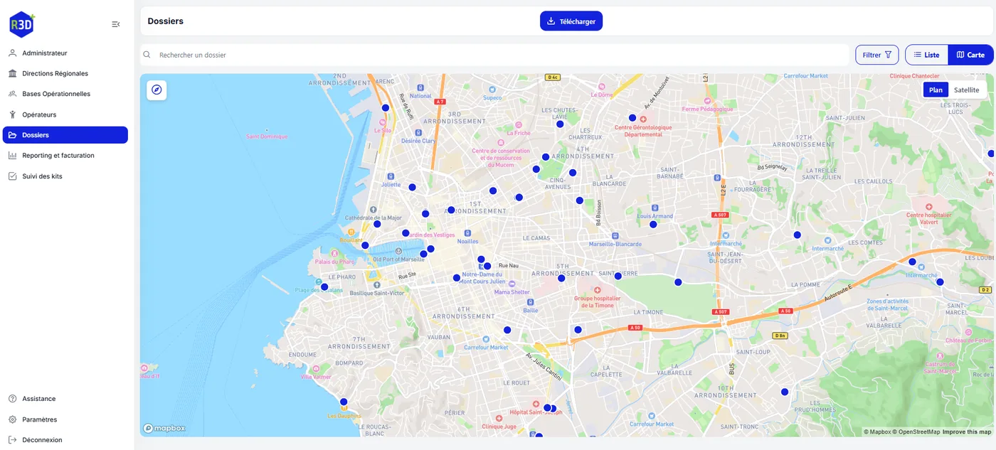 Dashboard Reso3D pour la gestion des dossiers Enedis