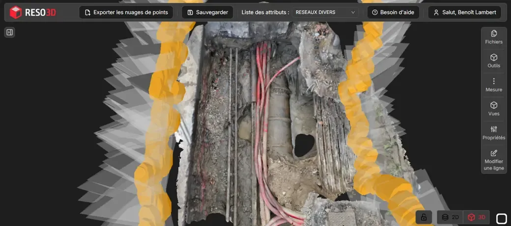 Interface MyReso3D pour l'exploitation d'un nuage de points géoréférencé